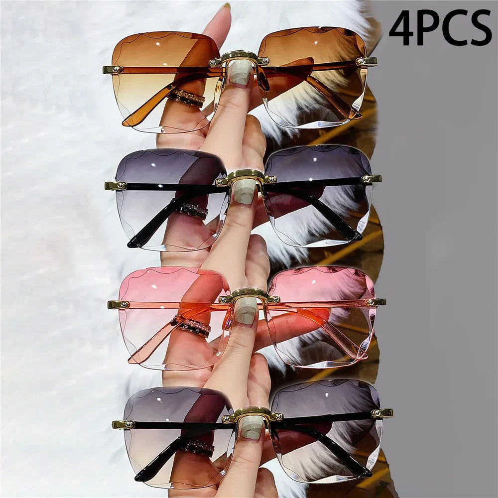 Square Rimless Fashion Sunglasses